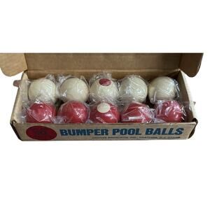 Bumper Pool Balls VTG Antique Orange Products Set Of‎ 10 Original Box Man Cave